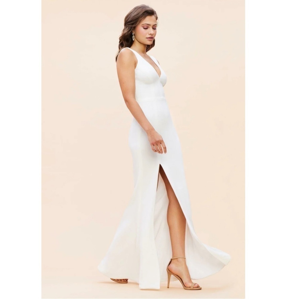 Dress the Population Sandra gown white dress slit size Medium